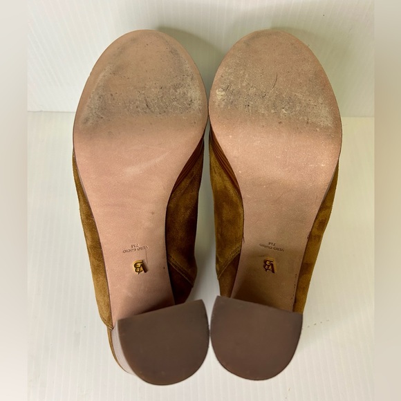 🤎”Veronica Beard” Beautiful Maren Cognac Suede Platform Heeled Clogs Size 7 - Picture 10 of 13